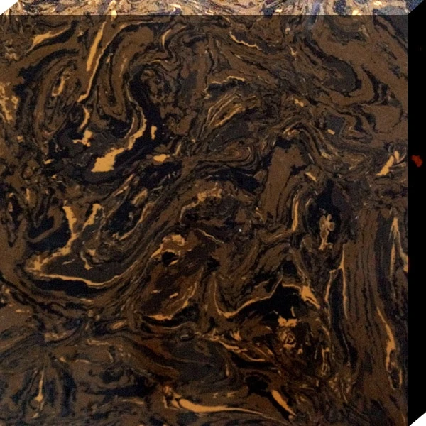 Black Gold Artificial Marble with Swirling Patterns