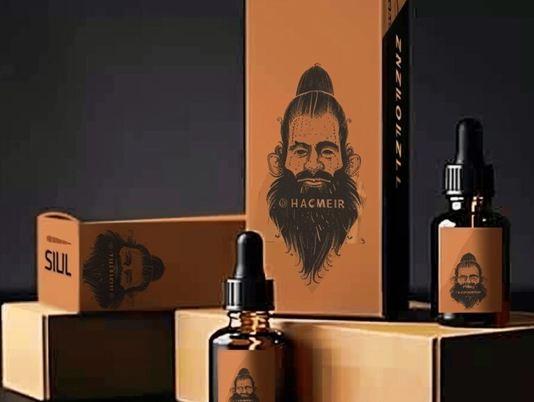 Premium Beard Oil Packaging with Artistic Design