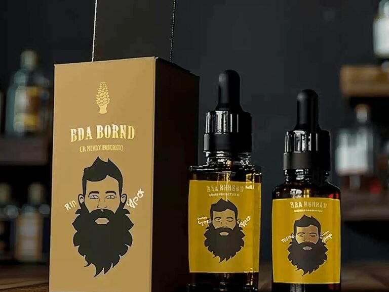Distinctive Beard Oil Packaging with Character Illustrations