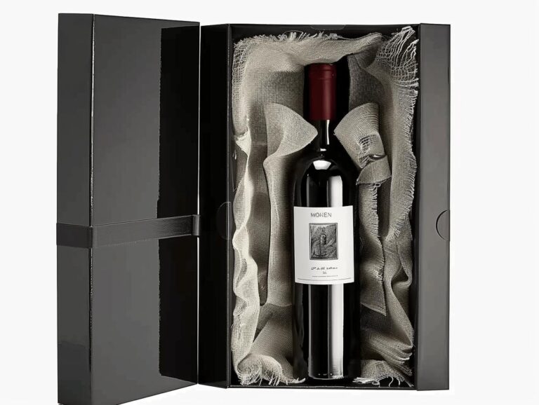 Premium Black Wine Gift Box with Burlap Insert