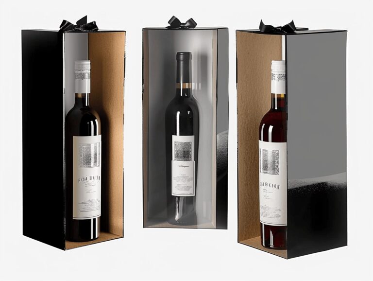 Elegant Wine Box Packaging with Ribbon Accents